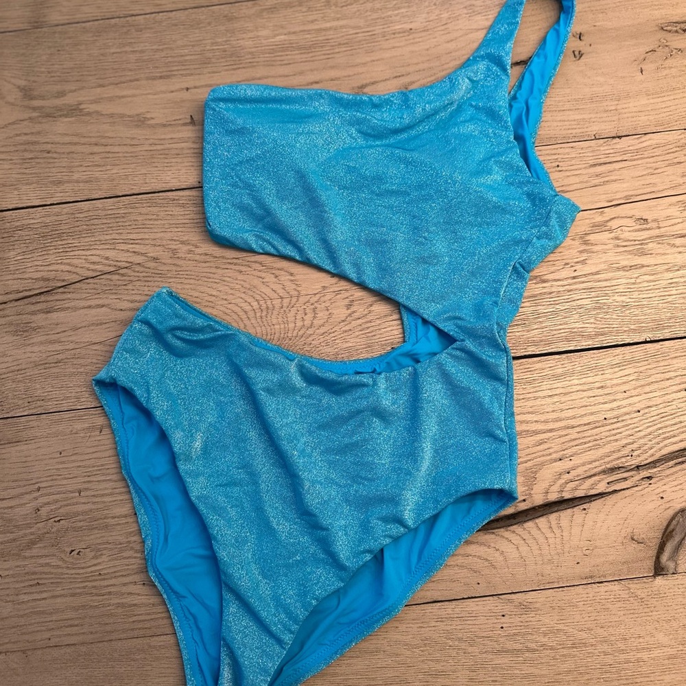 Aqua Metallic Blue Swimwear
